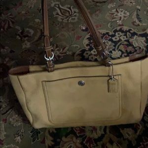 Coach med. tan suede tote.